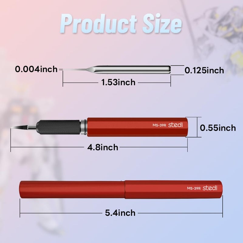stedi Model Scriber Chisel Tungsten steel Blades 0.1mm for Modeling Hobby RG Scale Model Gundam Model Kit for Scribing line  Engraved Panel line Resin Red - Image 3